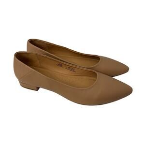 Nisolo Fina Pointed Toe Flat Shoes Womens Size 9.5 Almond Minimalist